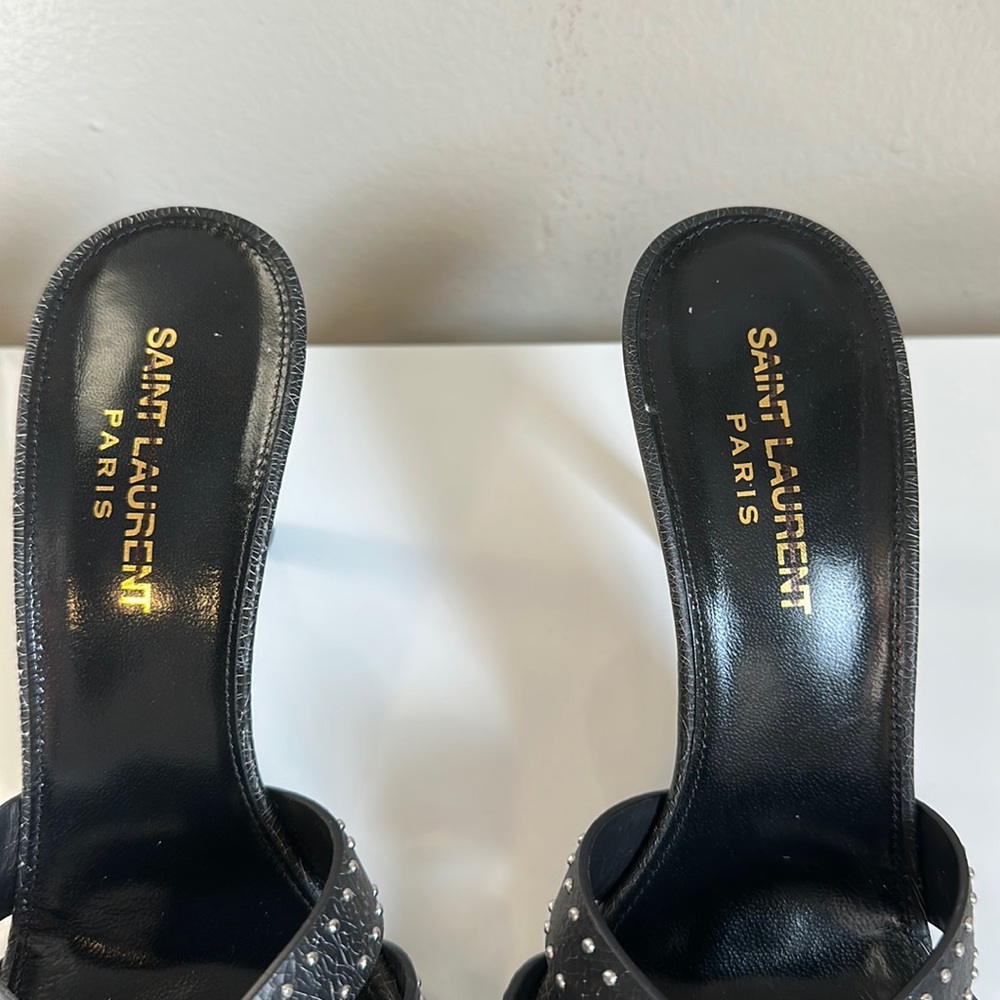 Saint Laurent Tribute Studded Leather Stiletto Sandals - Picture 6 of 16